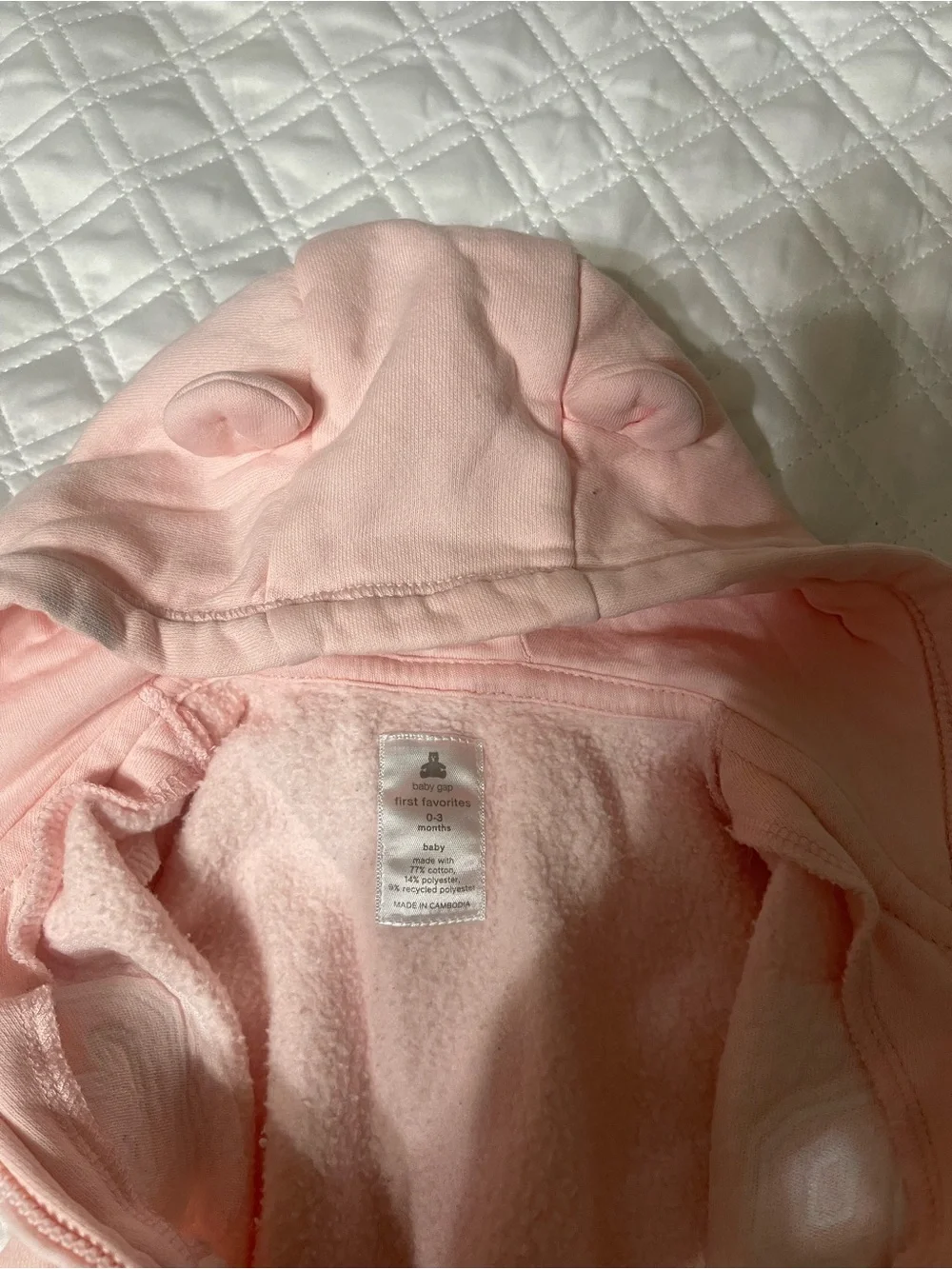 Bundle GAP Pink Hooded Zip Romper with Gray Quilted Jacket
